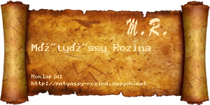 Mátyássy Rozina névjegykártya